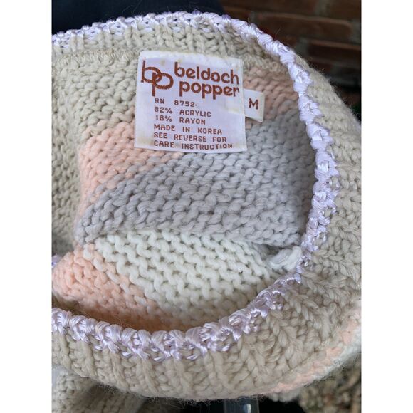 Vintage cream lightweight sweater vest sleeveless cap sleeves Beldoch M - Picture 3 of 4